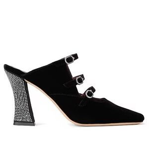 STAUD Nadine Rhinestone Black Mules NWOT